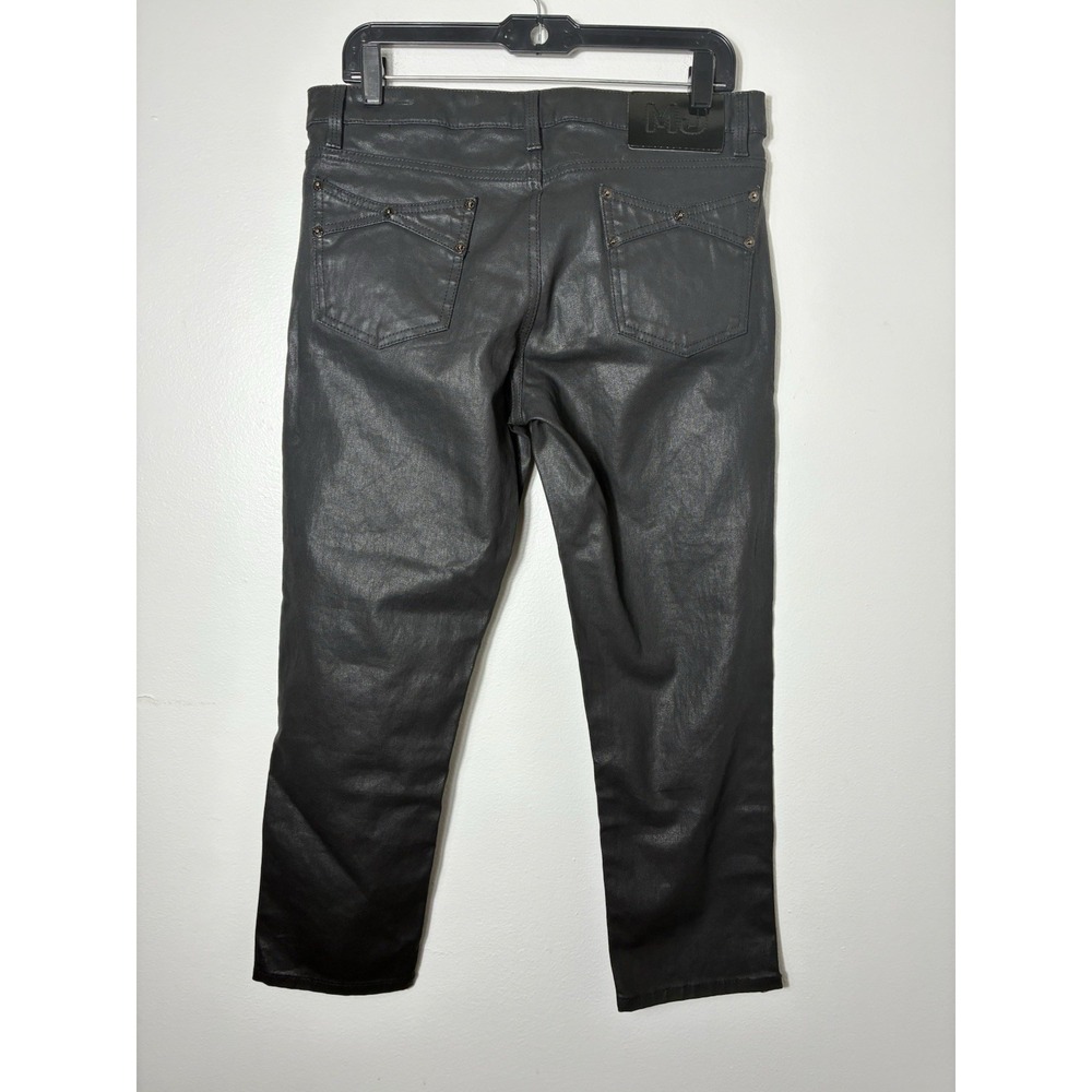 marc by marc jacobs Faux Leather Pants Sz 30 Black Straight Leg Zip Ankle Crop - Picture 5 of 11